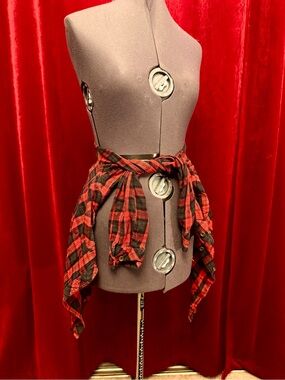 Red and Black Plaid Button-Down Shirt